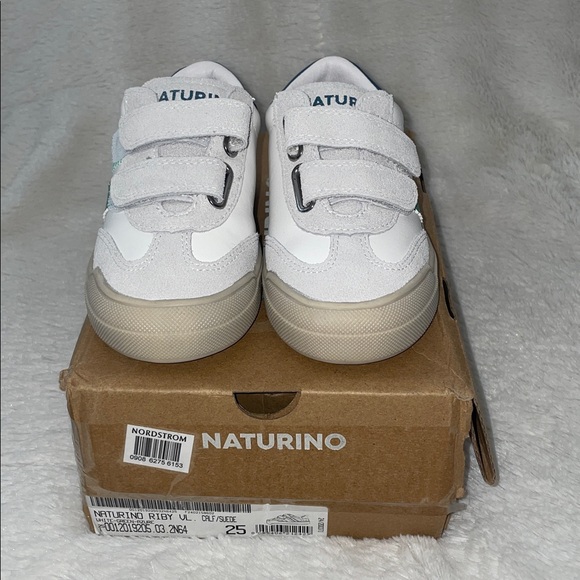 NWT NATURINO RIBY VL. Suede and leather sneakers, White-Green - Picture 8 of 15